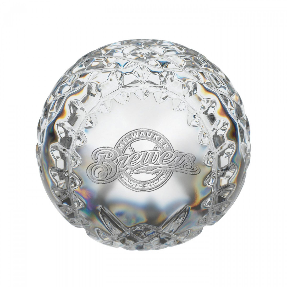 Waterford MLB Milwaukee Brewers Crystal Baseball Paperweight